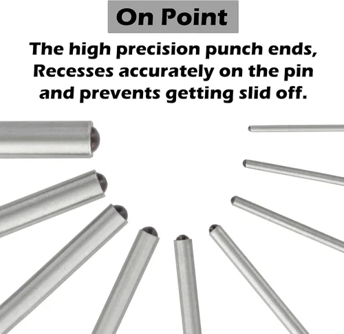 Vista 3 de RamPro set de punzones con bolsa para almacenamiento, kit de herramientas de remoción de acero de 9 piezas perfecto para joyas, relojes, rifles