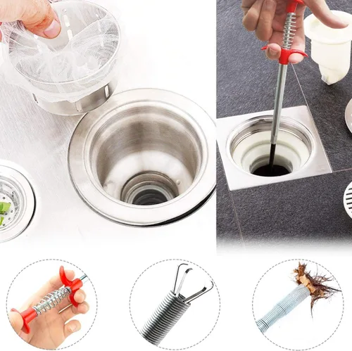 Vista 6 de Serpiente de drenaje, herramienta flexible de 33 pulgadas, herramienta de agarre de garra, removedor de obstrucciones de drenaje, herramientas