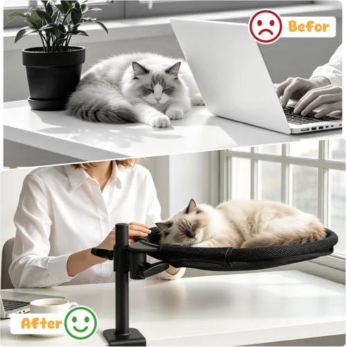 Vista 2 de Topmart Cama de escritorio para gatos con rotación de 360° y altura