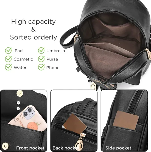 Vista 5 de I IHAYNER Mini Backpack for Women Small Backpack Purse for Teen Girls Backpack with Kitty Purse Travel Bookbag Kids Backpack