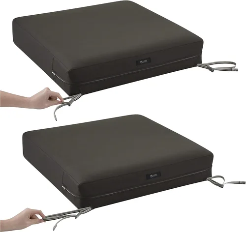 Vista 9 de Classic Accessories Ravenna - Funda de cojín cuadrada resistente al agua de 25 x 25 x 5 pulgadas, para asiento de exterior, funda de cojín