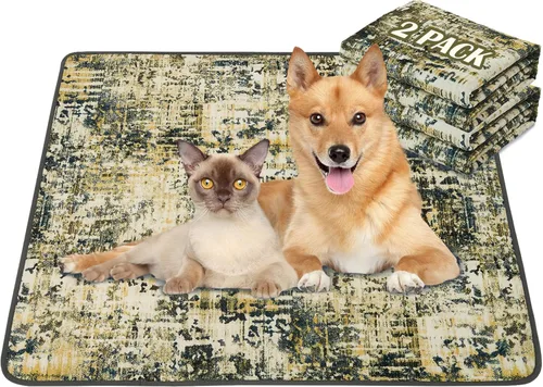 Vista 14 de Qeils Almohadillas lavables para orina para perros, paquete de 2 almohadillas reutilizables para cachorros de 36 x 41 pulgadas, superabsorbentes, a