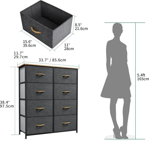 Vista 3 de YITAHOME Cómoda con 8 Cajones - Torre de Almacenamiento de Tela, Unidad Organizadora para Dormitorio, Sala de Estar, Pasillo, Armarios - Marco