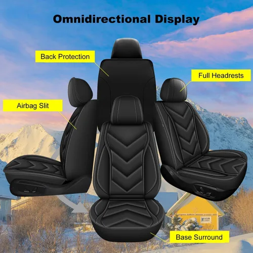 Vista 6 de Fundas de asiento de automóvil para Nissan Frontier 2007-2024 2025 2026 de piel sintética impermeable, juego de fundas de asiento delantero