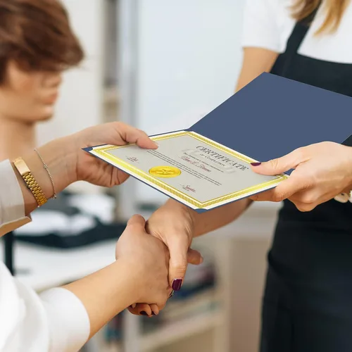 Vista 5 de El kit de certificado de 150 piezas incluye 50 soportes para certificados, cubiertas de diploma, 50 piezas de papel de certificado con borde