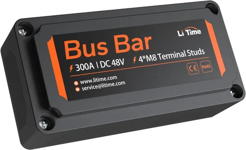Litime Bloque de distribución de energía 300A, barra de bus con postes terminales 4* M8, máx. DC 48V para automoción, marina, aplicaciones solares y
