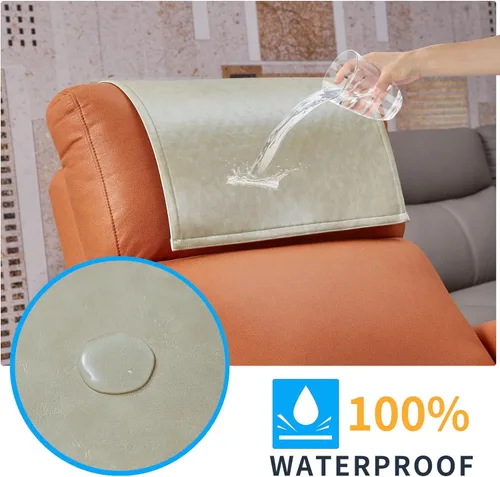 Vista 2 de Protector antideslizante para reposacabezas reclinable, lavable de piel sintética, fundas para reposacabezas para silla reclinable, fundas