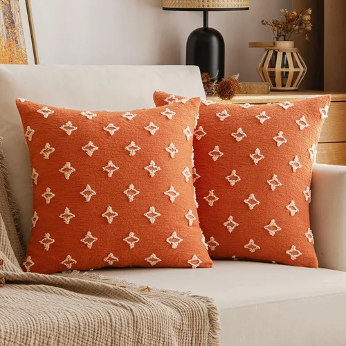 Vista 13 de EMEMA - Juego de 2 fundas decorativas para almohada de otoño, amarillas, de 18 x 18 pulgadas, con diseño de girasol jacquard y margaritas, funda