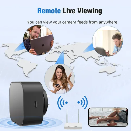 Vista 8 de LIZVIE Cámara de carga oculta, cámara de cargador espía de gran angular HD de 1080P con visión nocturna, control de aplicaciones, ideal