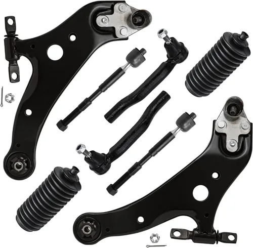 Vista 374 de Detroit Axle - Kit de ocho piezas - brazos de control de suspensión inferior delantero y trasero con juntas de bolas, extremos de barras