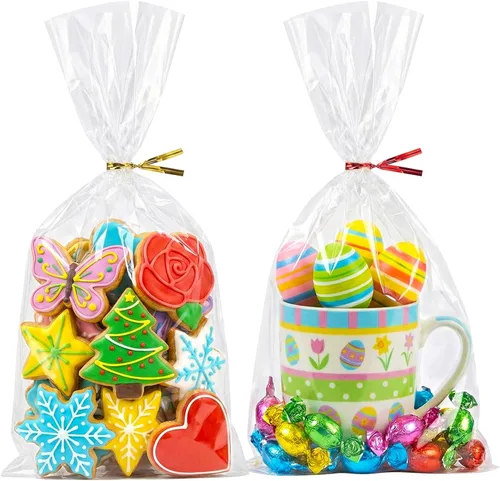 Vista 10 de Morepack Bolsas para barra de pretzel, 2 x 10 pulgadas, 200 bolsas individuales de pretzel con lazos
