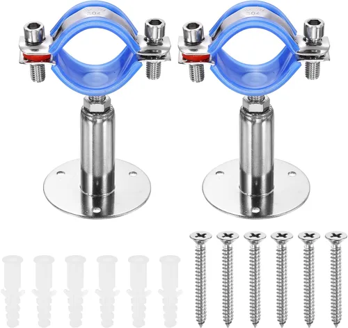 Vista 28 de HARFINGTON Juego de 2 soportes de montaje en pared para montaje en techo de acero inoxidable 304, abrazadera de soporte de tubo ajustable