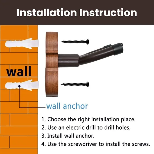 Vista 7 de BestSounds - Soporte de pared para violín con gancho para arco Home & Studio, soporte para violín de palisandro (palisandro MA-R5)