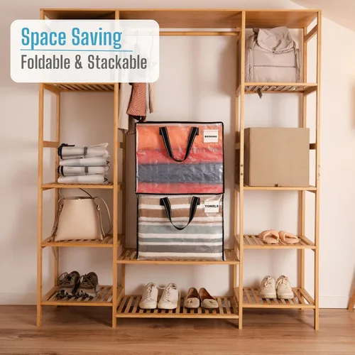 Vista 5 de VENO Paquete de 4 bolsas de mudanza resistentes, bolsas de almacenamiento, suministros de embalaje, cremallera superior, bolsas de almacenamiento