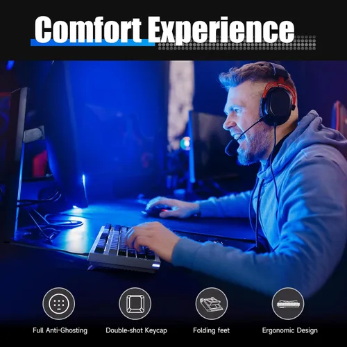 Vista 6 de KEMOVE K98SE Teclado mecánico para juegos, teclado programable con 98 teclas y retroiluminación LED, teclado de computadora con cable 96% con espuma