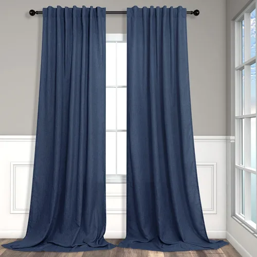 Vista 16 de Cortinas de lino natural semitraslúcidas Pitalk de 36 pulgadas de ancho para sala de estar, juego de 2 paneles con pestaña trasera, cortinas