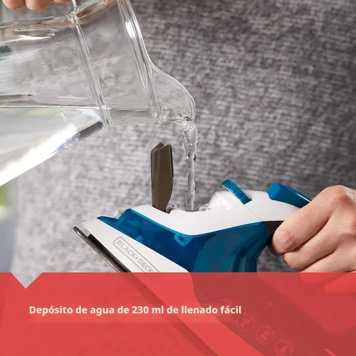 Vista 7 de BLACK+DECKER Easy Steam - Plancha compacta IR06V, cable de doble posición, suela antiadherente TrueGlide, vapor vertical, SmartSteam