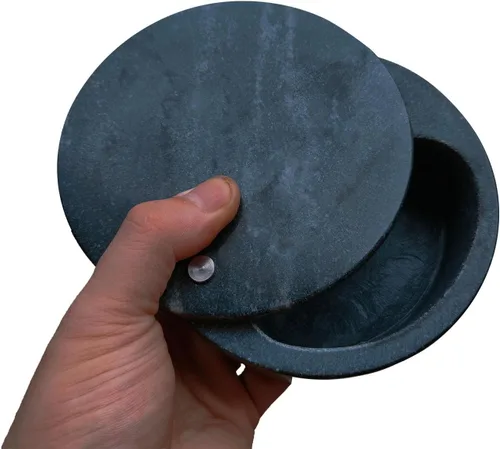 Vista 3 de Kerixi Bodega de sal de mármol y caja de almacenamiento con dos compartimentos, caja de sal con tapa giratoria para almacenar especias (negro)