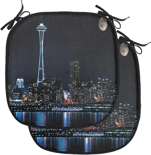 Vista 182 de Lunarable American Chair Cushion Pad, Massachusetts Flagg Holds a Bow and Pointing Downward Arrow, Seat Padding for Kitchen & Patio with Anti-Slip