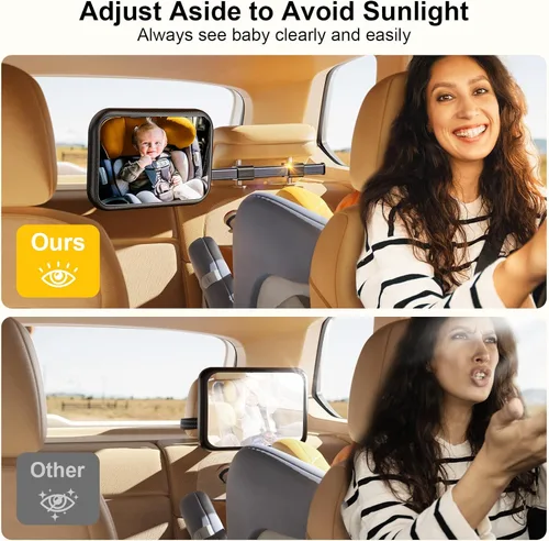 Vista 7 de TAZENI Espejo de coche para bebé, espejo de bebé elástico de 360° para asiento trasero orientado hacia atrás, a prueba de roturas, esenciales