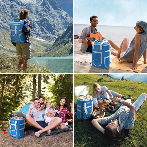 Vista 3 de Mochila térmica aislada a prueba de fugas, 36 latas, mochila térmica aislada impermeable para hombres y mujeres, playa, camping, enfriador ligero