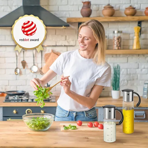 Vista 7 de Vucchini Botella Dispensadora Grande de Aceite de Oliva Dispensador de Aceite de Cocina Contenedor de Salsa de Soja con Volteo Automático - Aceitera