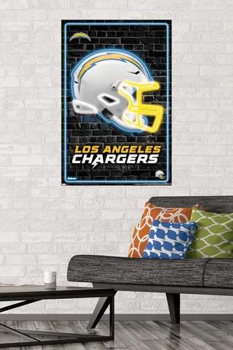 Vista 2 de Trends International NFL Los Angeles Chargers - Póster de pared con casco neón 23, 34 pulgadas de largo x 22.4 pulgadas, versión sin marco