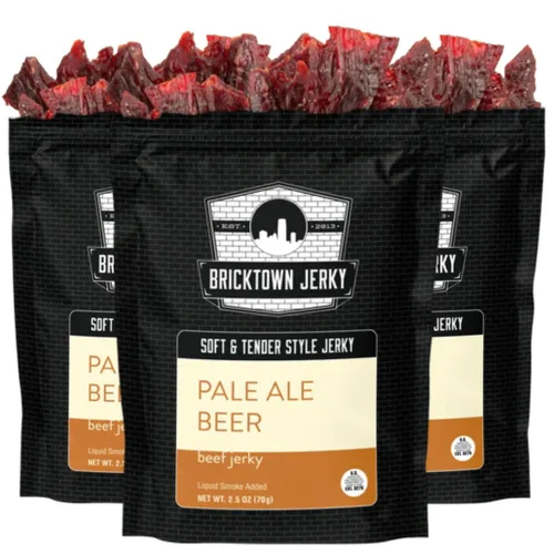 Vista 5 de Fajita Beef Jerky, suave y tierno aperitivo alto en proteínas, paquete de 3