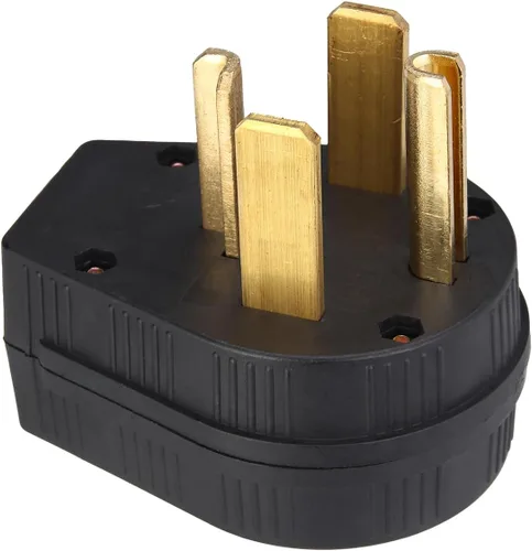 Vista 3 de NEMA 14-30P - Enchufe de ángulo de hoja recta de 30 amperios, 3 polos y 4 cables, conexión a tierra de grado industrial, resistente, listado UL