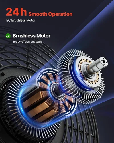 Vista 3 de VEVOR Ventilador de escape de 10 pulgadas, ventilador de ático montado en la pared con velocidad variable, controlador de temperatura y humedad