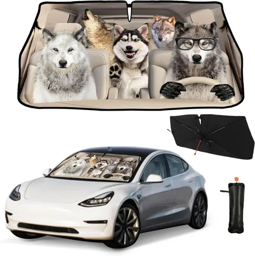 Vista 29 de Parasol plegable para parabrisas de auto con diseño de bandera estadounidense, sombrilla para parabrisas de auto bulldog, bloquea rayos UV y calor