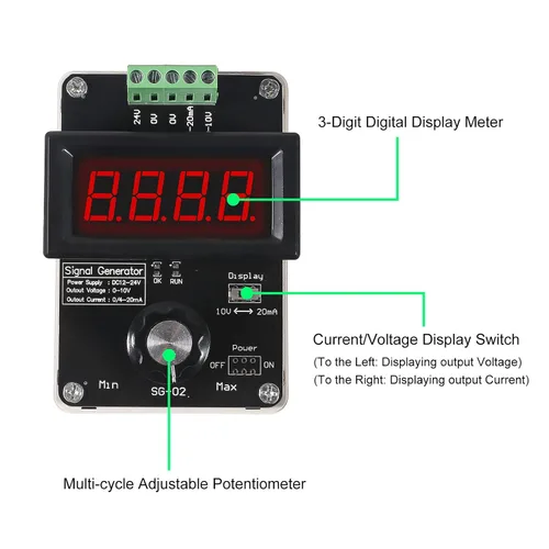 Vista 7 de Generador de señal ajustable de 4-20 mA,AITRIP DC 0-10V 0 4-20 mA Simulador analógico de voltaje de corriente para ajuste de valor, panel PLC LED