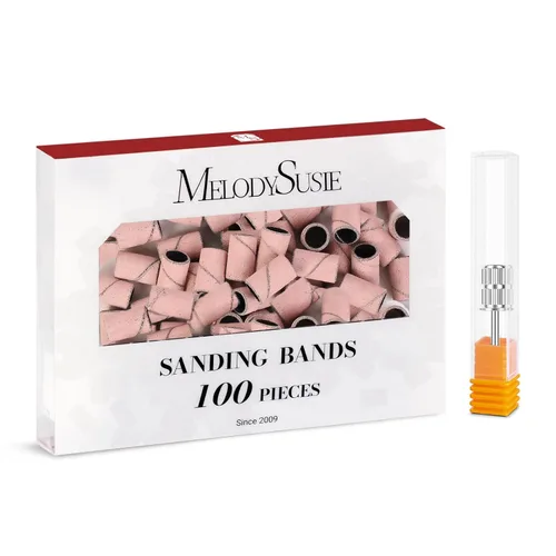 Vista 25 de MelodySusie - Broca de mandril de cristal para uñas, 3/32'' de fácil extracción, brocas para uña con bandas de lijado, adecuadas para uñas Rosa