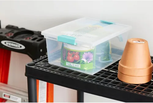 Vista 9 de Sterilite Bolsa de almacenamiento de plástico multiusos, tamaño mediano, paquete de 4 unidades y bolsa grande de plástico transparente multiusos