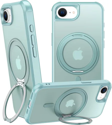 Vista 43 de Anillo giratorio magnético de 360° para iPhone 15 Plus, soporte de metal integrado y soporte de anillo, compatible con Magsafe, protección de grado