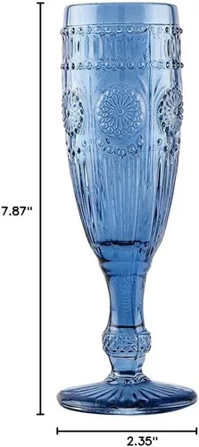 Vista 4 de WEDDINGSTAR Copa de Champán de Estilo Vintage de Vidrio Prensado 6oz - Azul