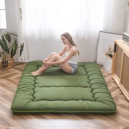 Vista 296 de Colchón futón japonés de piso gris constelación, de piso tatami, portátil, para acampar, para niños, sofá cama plegable enrollable con protector