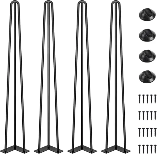Vista 17 de SMARTSTANDARD Patas de mesa de horquilla de 4 pulgadas, 3 varillas de acero de 1/2 pulgada de diámetro de tubo, capacidad de carga de 800 libras