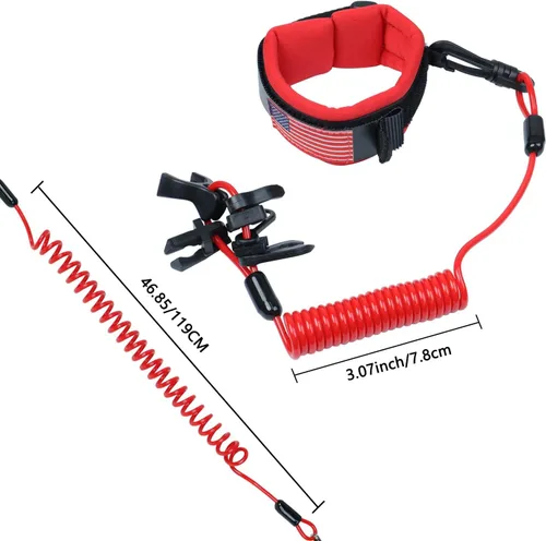 Vista 5 de Correa de muñeca universal para interruptor de barco, cuerda de moto acuática fuera de borda, para Mercury, Yamaha, Honda, Tohatsu, Johnson