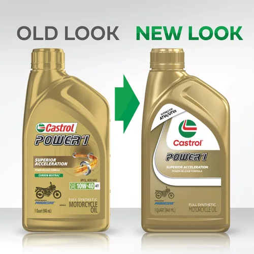 Vista 4 de Castrol 06112, aceite sintético para motocicleta de 4 tiempos Power1 5W-40, paquete de 6 botellas de 946 ml