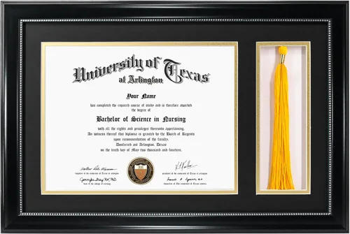 Vista 25 de GraduationMall Marco de diploma de caoba de 11 x 17 pulgadas con soporte de borla para documentos de certificado de 8.5 x 11, vidrio real, paspartú