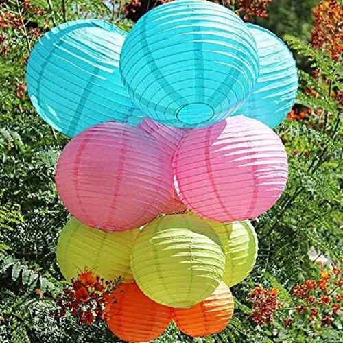 Vista 4 de 4 linternas de papel redondas para lámpara de papel, linternas de papel chinas, japonesas para colgar, para boda, cumpleaños, hogar, fiesta, Negro