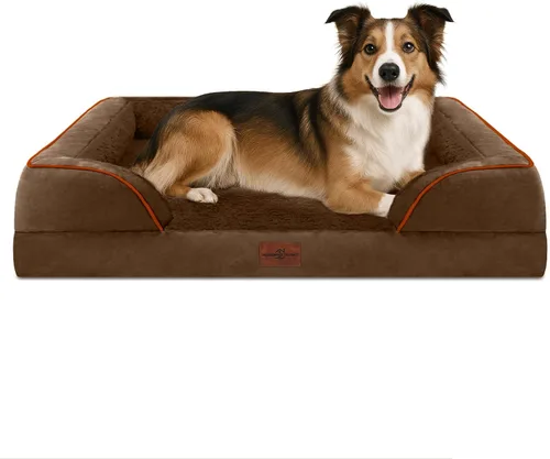 Vista 140 de Comfort Expression Cama ortopédica para perros extra grandes de 45 x 35 pulgadas, cama para mascotas XL de espuma tipo caja de huevos impermeable
