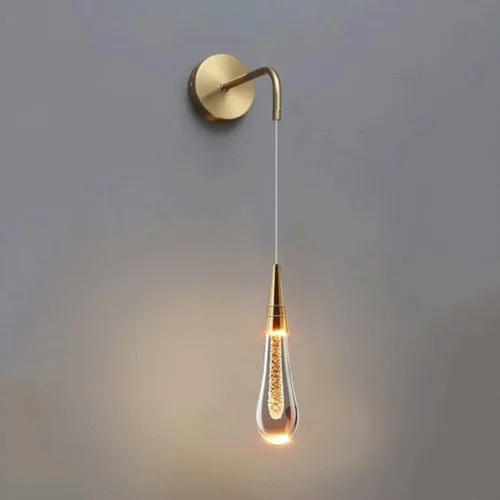 Lámpara de pared para cabecera de dormitorio, moderno aplique de pared LED de cristal de 5 W con kit de metal plateado, lámpara de ambiente de