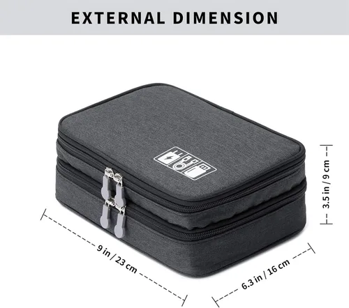 Vista 2 de Lanola Bolsa organizadora de cables de viaje, funda de accesorios electrónicos, bolsa de almacenamiento portátil de doble capa para cable, teléfono