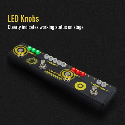 Vista 5 de SONICAKE Pedales de efectos de bajo Multiefecto Preamp Compresor Boost Fuzz Octave Pedal multiefecto Boom Ave con FX Loop