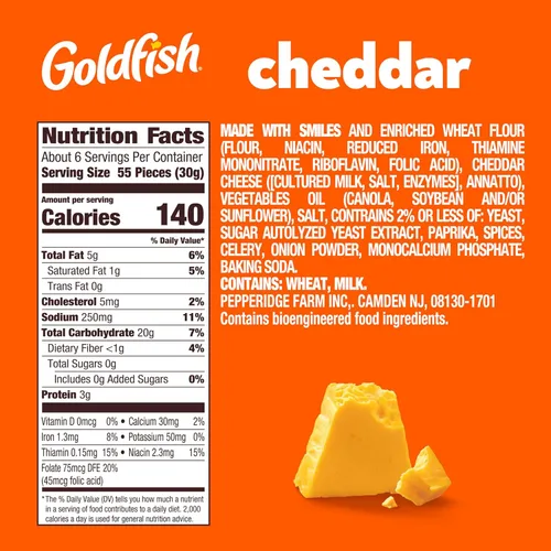 Vista 2 de Goldfish Galletas de queso cheddar, galletas horneadas, bolsa de 6.6 onzas