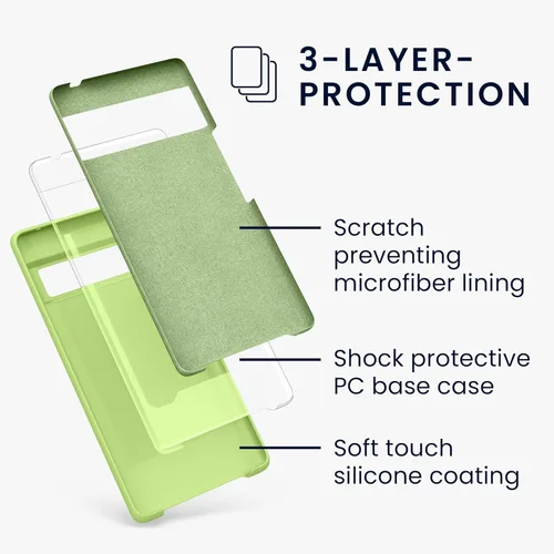 Vista 586 de kwmobile Funda Compatible con Google Pixel 6 Pro - Funda de teléfono de silicona TPU con acabado suave - Azul Arrecife