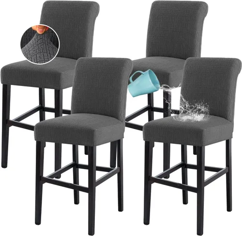 Vista 17 de H.VERSAILTEX Funda para taburete de bar 100% impermeable, elástica, funda para taburete de mostrador, funda para silla de pub, para comedor