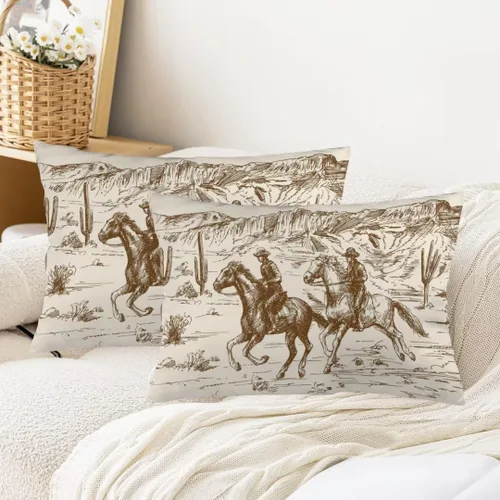 Vista 16 de Funda de Almohada Highland Cow Tamaño Queen Juego de 2 Vaca Occidental Animal Vida Silvestre Casa de Granja Pastizales Funda de Almohada Lumbar